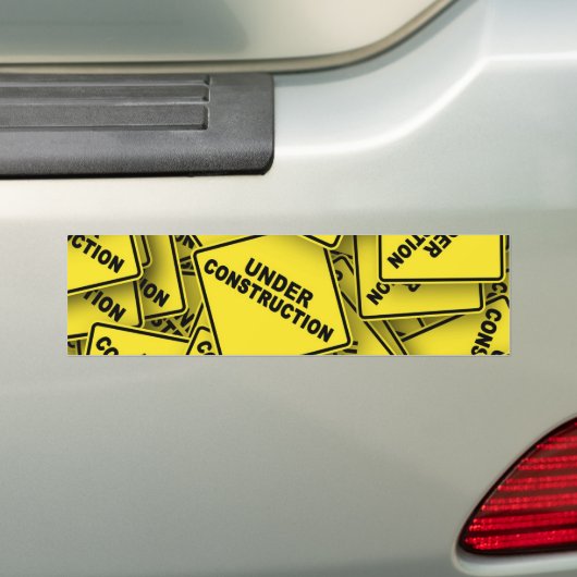 Onder constructietekens bumpersticker (Op auto)
