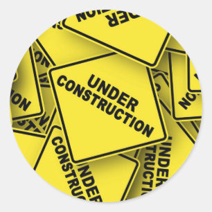 Onder constructietekens ronde sticker