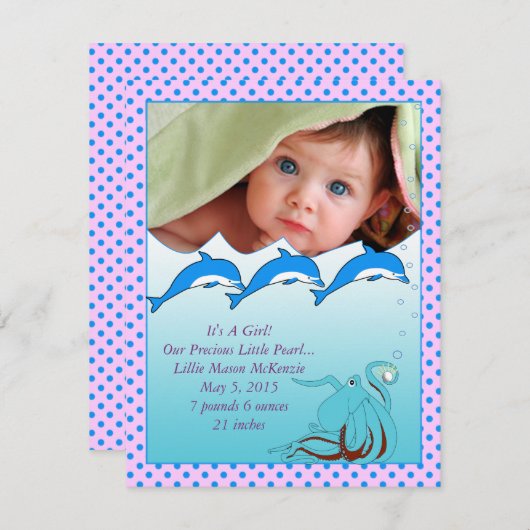 Onder de aankondiging van het Zee Baby Girl (Voorkant / Achterkant)