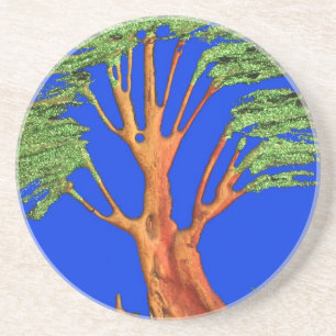 Onder de Blauwe Hemel: Het Acacia Tree Collectie Zandsteen Onderzetter
