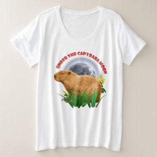 Onder de Capybara-maan Cute Dier Grote Maat T-shirt