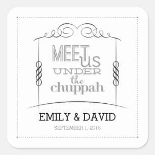 Onder de Chuppah Joodse Trouwstickers Vierkante Sticker