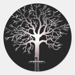 Onder de enkelvoudige boomsticker ronde sticker