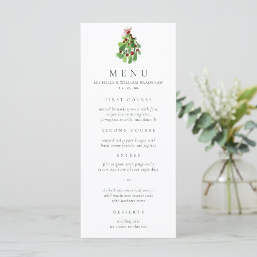 Onder de kerst Mistletoe Wedding Menu (Staand voorkant)