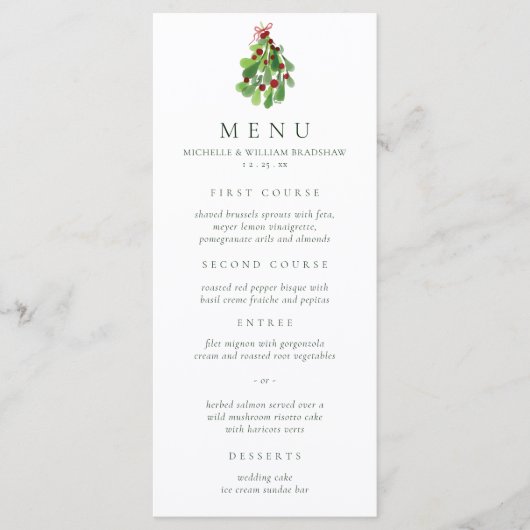 Onder de kerst Mistletoe Wedding Menu (Voorkant)