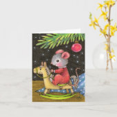 Onder de kerstboom Schattige Muis Wenskaart Kaart (Gele Bloem)