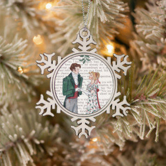Onder de Mistletoe - Jane Austen Tin Sneeuwvlok Ornament