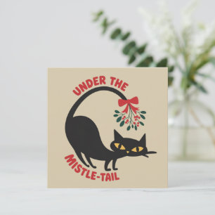 Onder de Mistletoe Kerstmis Retro Midden-Jaren Kat Feestdagenkaart