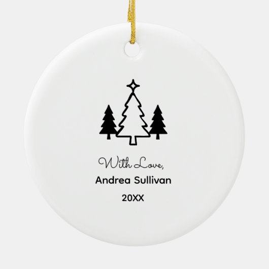 Onder de Mistletoe Modern Keramisch Ornament (Achterkant)