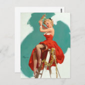 Onder de Mistletoe Pin Up Briefkaart (Voorkant / Achterkant)