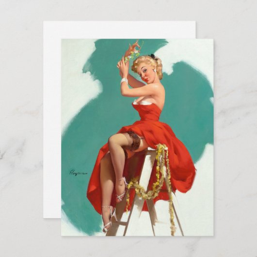 Onder de mistletoe pin-up kaart (Voorkant / Achterkant)