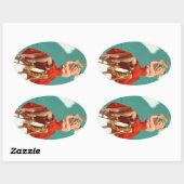 Onder de Mistletoe Pin Up Ovale Sticker (Vel)