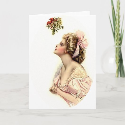 Onder de mistletoe vissen feestdagen kaart (Voorkant)