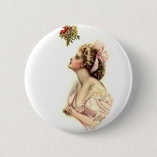 Onder de mistletoe vissen ronde button 5,7 cm