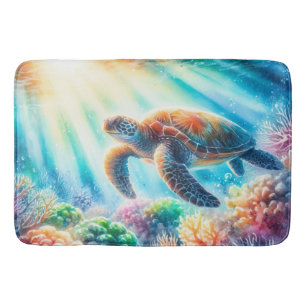Onder de oceaan zee schildpad badmat