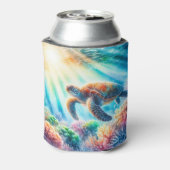 Onder de oceaan zee schildpad blikjeskoeler (Blikje Achterkant)