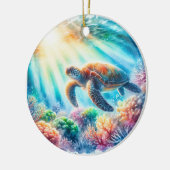 Onder de oceaan zee schildpad keramisch ornament (Links)