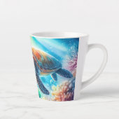 Onder de oceaan zee schildpad latte mok (Rechts)