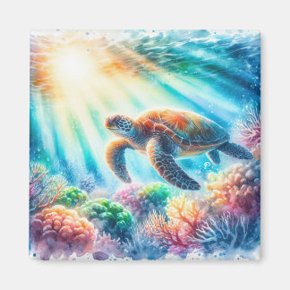 Onder de oceaan zee schildpad magneet