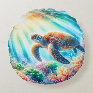 Onder de oceaan zee schildpad rond kussen