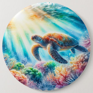 Onder de oceaan zee schildpad ronde button 6,0 cm