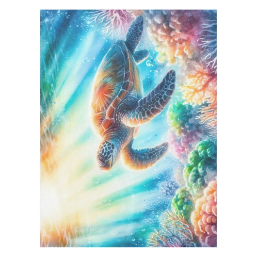 Onder de oceaan zee schildpad tafelkleed (Voorkant)