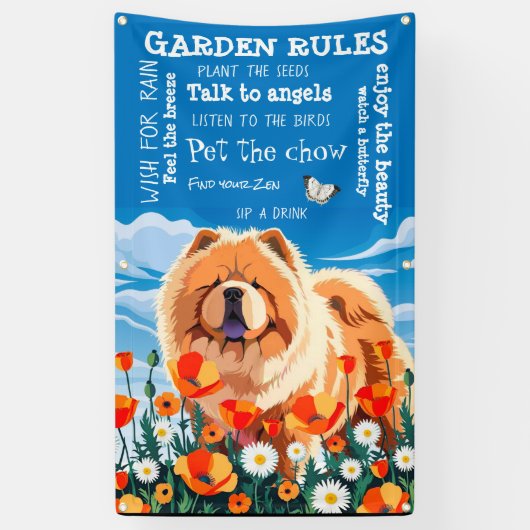 ONDER DE POPPIES chow tuinbanner 3'x5' Spandoek (Verticaal)