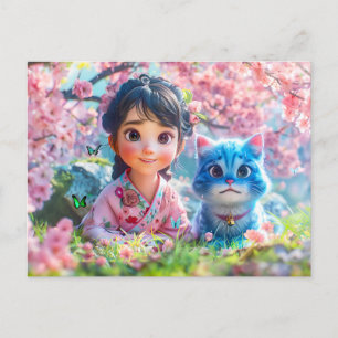 Onder de Sakura boom met mijn auto Feestdagenkaart