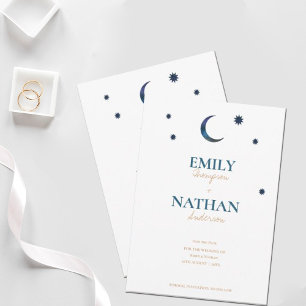 Onder de Stars Blue Moon Chic Typography Wedding Save The Date