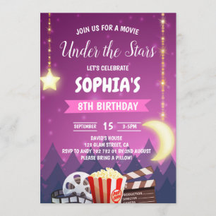 Onder de Stars Movie Night Girl Birthday Party Kaart