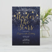 Onder de Stars Sterrennacht Gold Blue Prom Party Kaart (Staand voorkant)