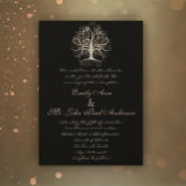 Onder de Stars Tree Black Wedding Invitation Kaart