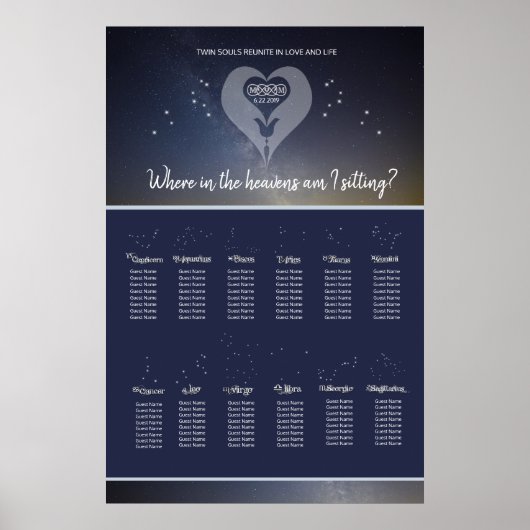 Onder de Stars Wedding Seating Chart Poster (Voorkant)