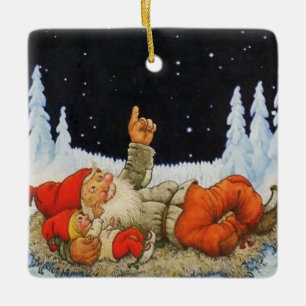 “Onder de sterren” Kabouters door Jenny Nystrom Keramisch Ornament