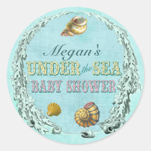 Onder de sticker van het Baby shower van het Zee -