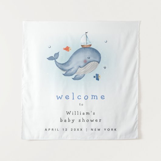 Onder de walvisboot baby shower welkomstbord wandkleed (Voorkant)