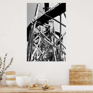 Onder de waterbuisglijbaan // Zwart en wit Poster