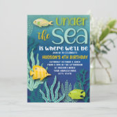 Onder de Waterverf Ocean Birthday Party van de Zee Kaart (Staand voorkant)