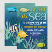 Onder de Waterverf Ocean Birthday Party van de Zee Kaart (Voorkant / Achterkant)