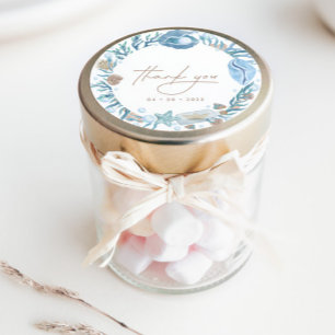 Onder de Waterverf Zee Nautical Hartelijk dank Ronde Sticker