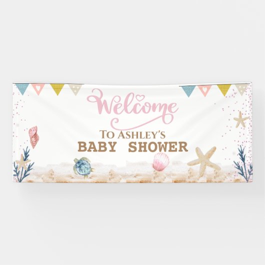 Onder de Welkomstbanner van het Baby shower van he Spandoek (Horizontaal)