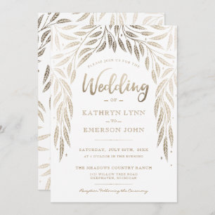 Onder de Willows Wedding Invitation Faux Gold Kaart