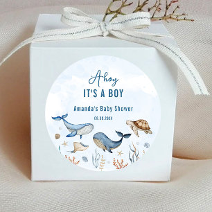 Onder de zee Ahoy Het is een jongen Baby Shower Ronde Sticker