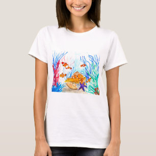 Onder de zee aquarel vis oceaan kust zee t-shirt
