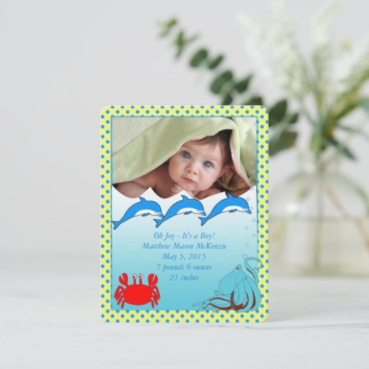 Onder de Zee Baby Boy aankondiging (Staand voorkant)