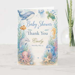 Onder de Zee Baby Shower Bedankkaart
