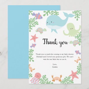 Onder de Zee Baby Shower Bedankt Kawaii Pastel