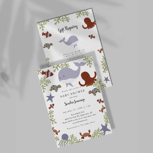 Onder de Zee Baby shower Cadeauregister QR-code Kaart