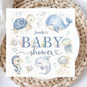 Onder de zee baby shower jongen oceaan papieren se servet