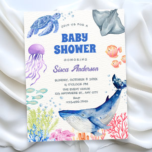 Onder de zee baby shower kaart